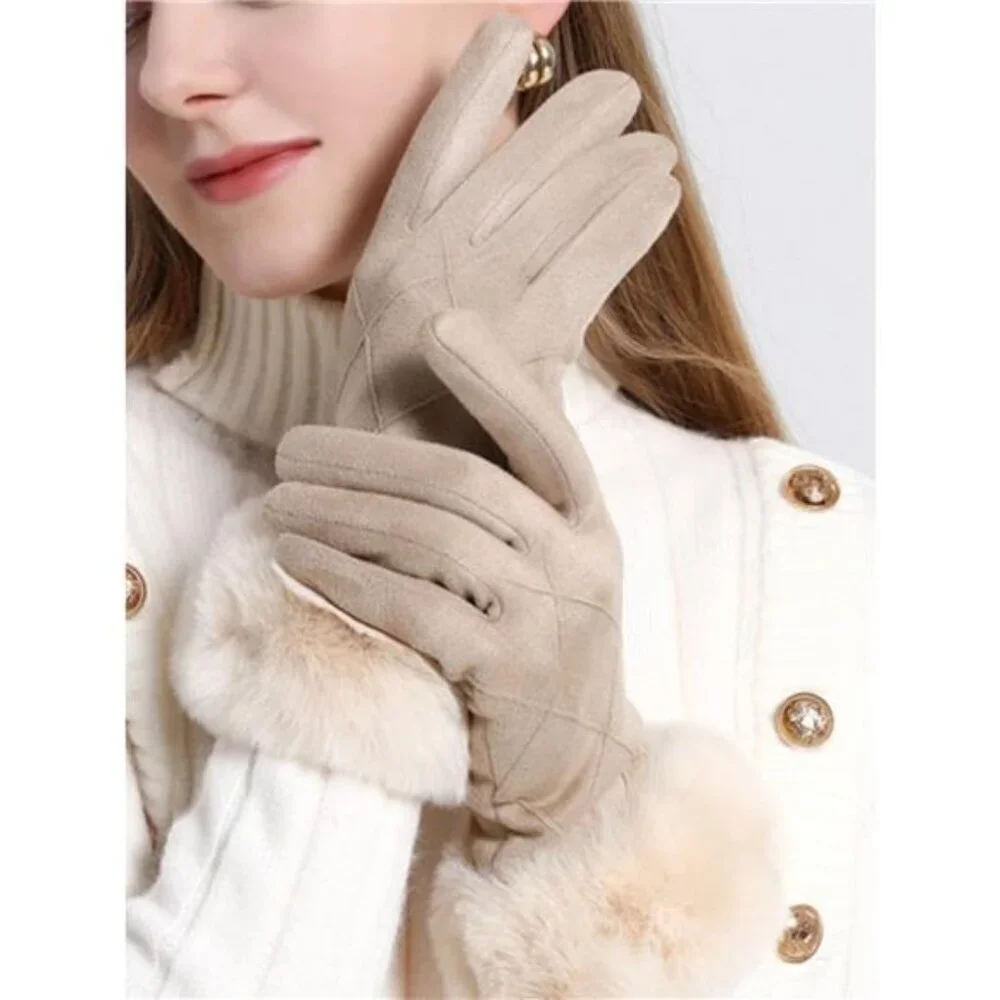 Fur Cuff Suede Gloves